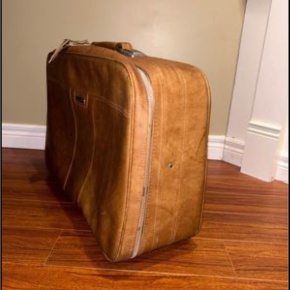 Samsonsite Cordoba Suitcase Brown Faux Leather Vintage - Picture 2 of 7